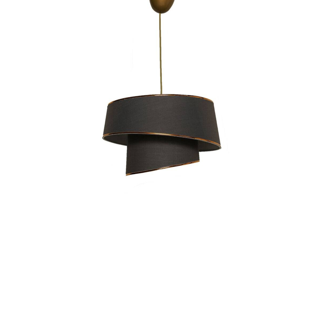 Opviq Pendelleuchte Barette gold anthrazit Metall Stoff B/H/L: ca. 32x70x32 cm E27 1 Brennstellen