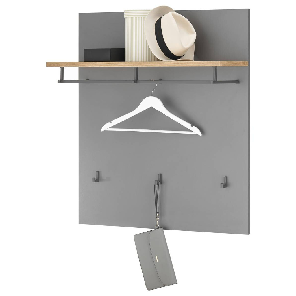 Garderobenpaneel Milan grau Eiche Artisan Nachbildung B/H/T: ca. 858x95x27 cm