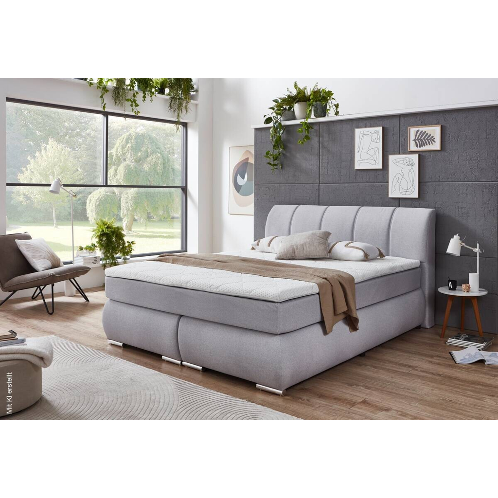 Boxspringbett Graz silber Liegefläche B/L: ca. 180x200 cm