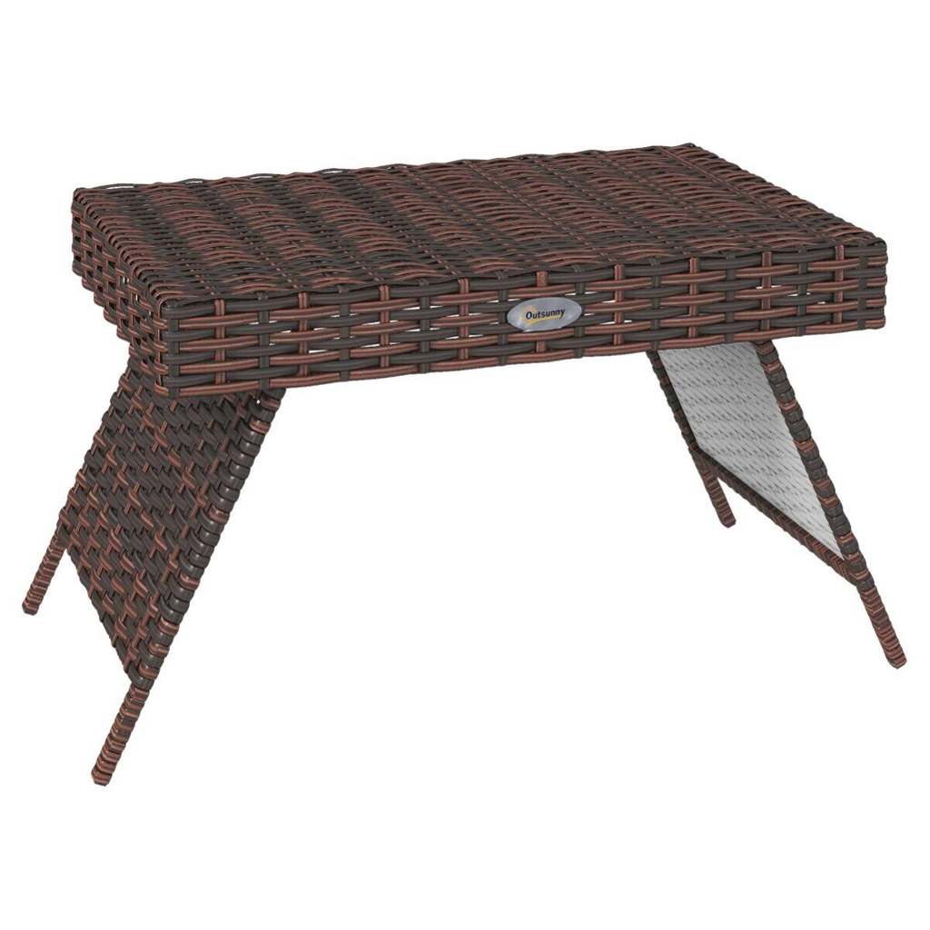 Outsunny Beistelltisch braun Polyrattan B/H/L: ca. 41x60x41 cm