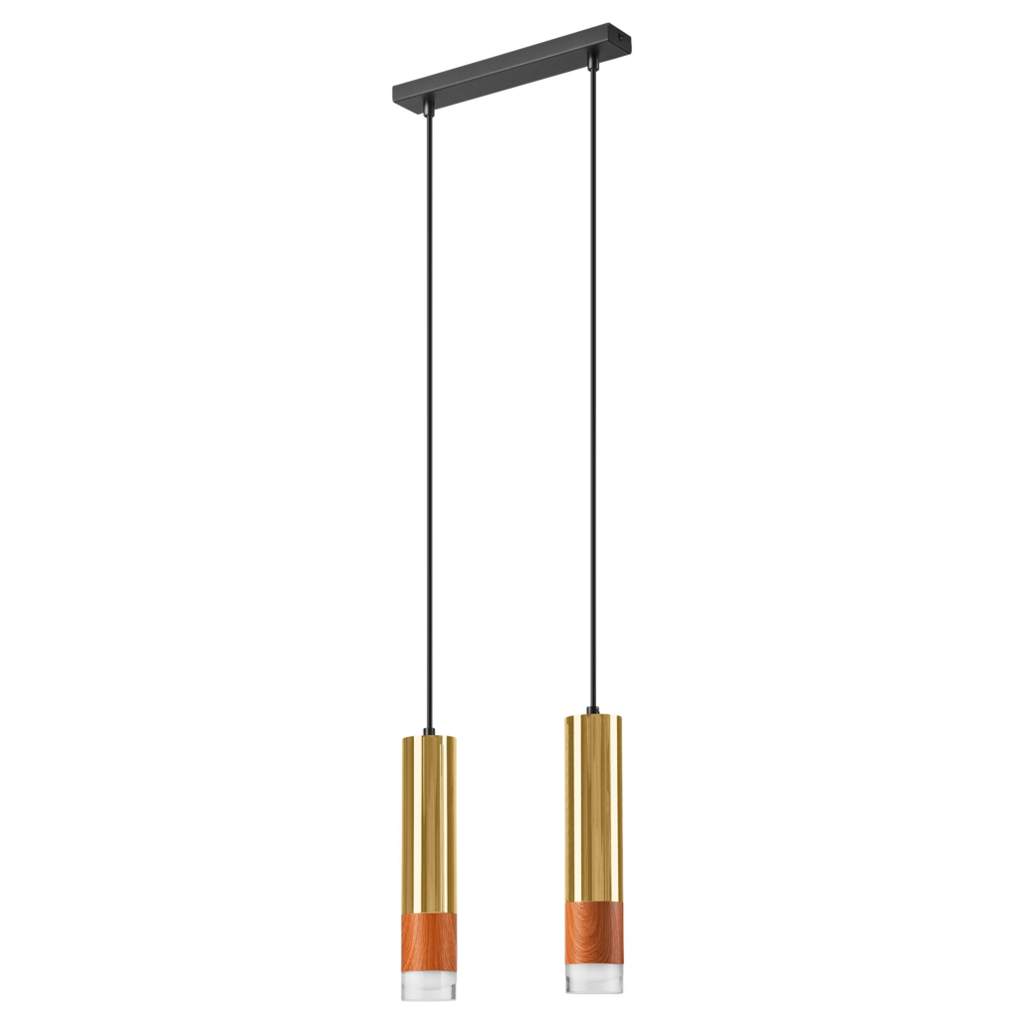 Lamkur Pendelleuchte gold Glas Stahl B/H/L: ca. 8x105x30 cm GU10 2 Brennstellen