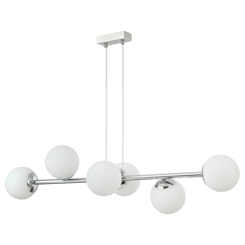 Lamkur Hängeleuchte Maddie Chrom Glas Stahl B/H: ca. 96x110 cm E14 6 Brennstellen
