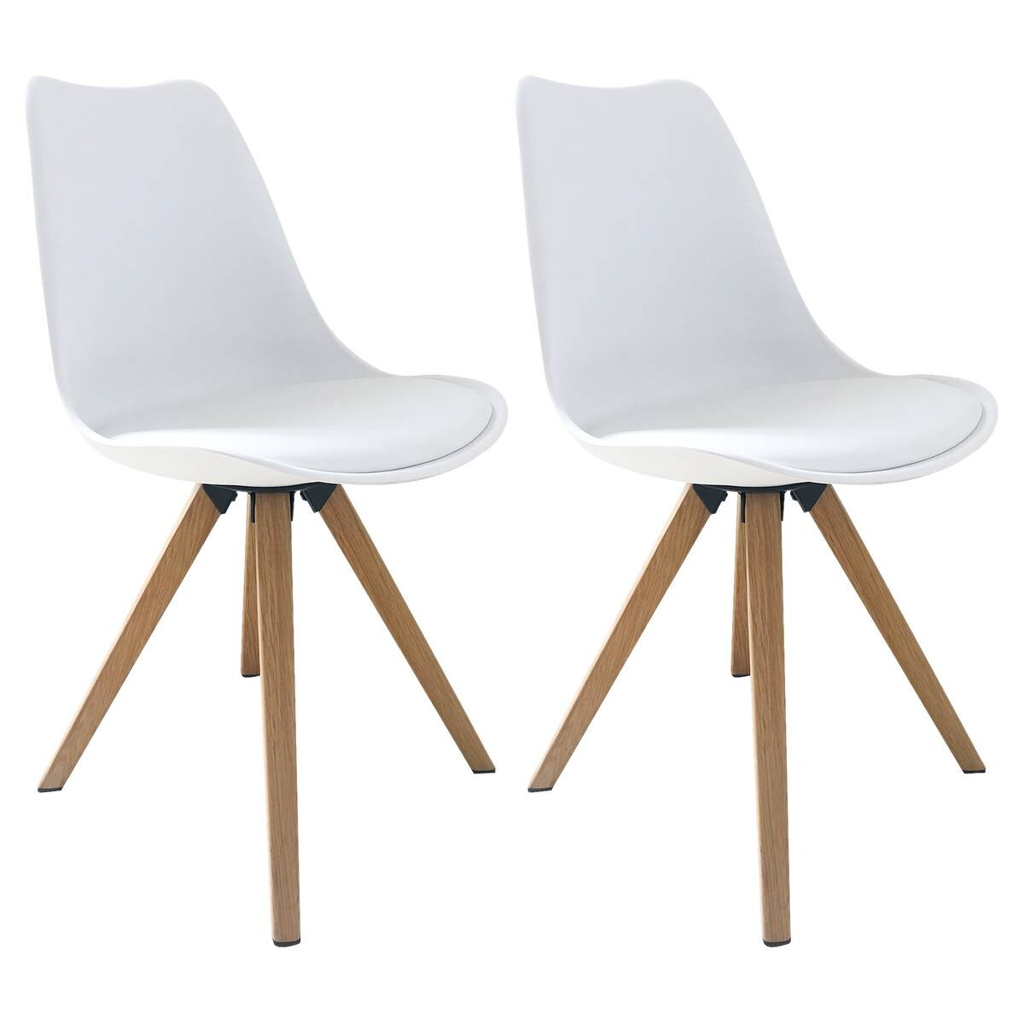 Stuhl KIRA 2er-Set weiß weiß Eiche Kunststoff Kunstleder Metall B/H/T: ca. 48x86x55,5 cm