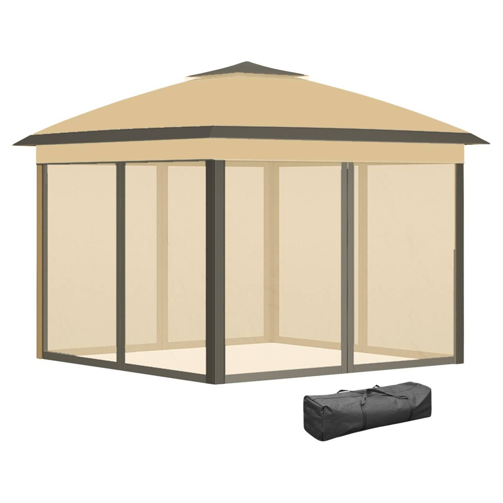 Outsunny Pavillon beige Metall B/H/L: ca. 330x288x330 cm