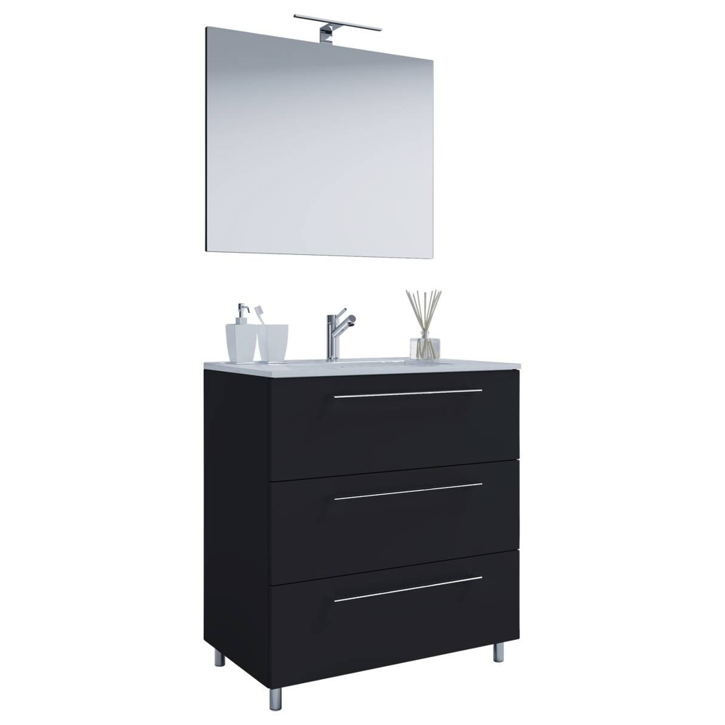 Waschplatz 3tlg-Schubo schwarz B/H/T: ca. 80x86x46 cm