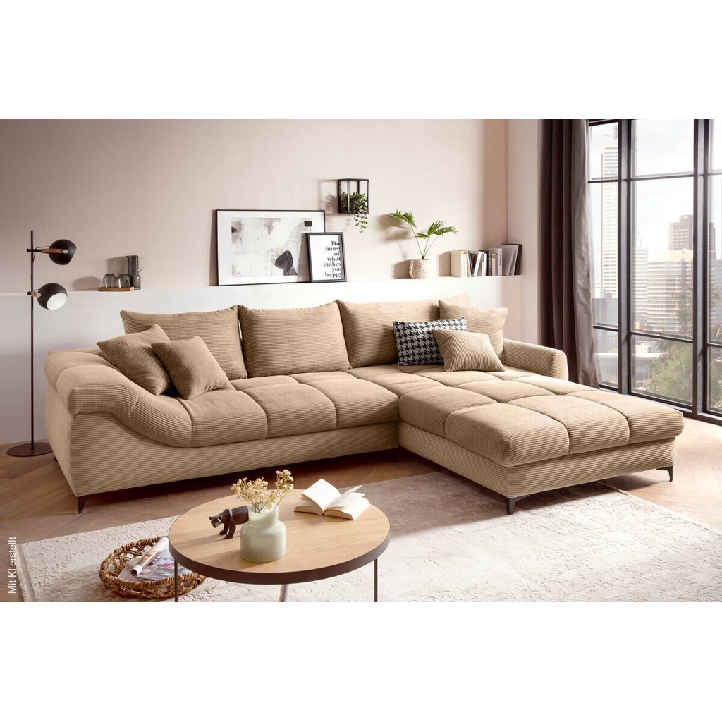 Ecksofa taupe Microfaser B/H/T: ca. 332x96x227 cm