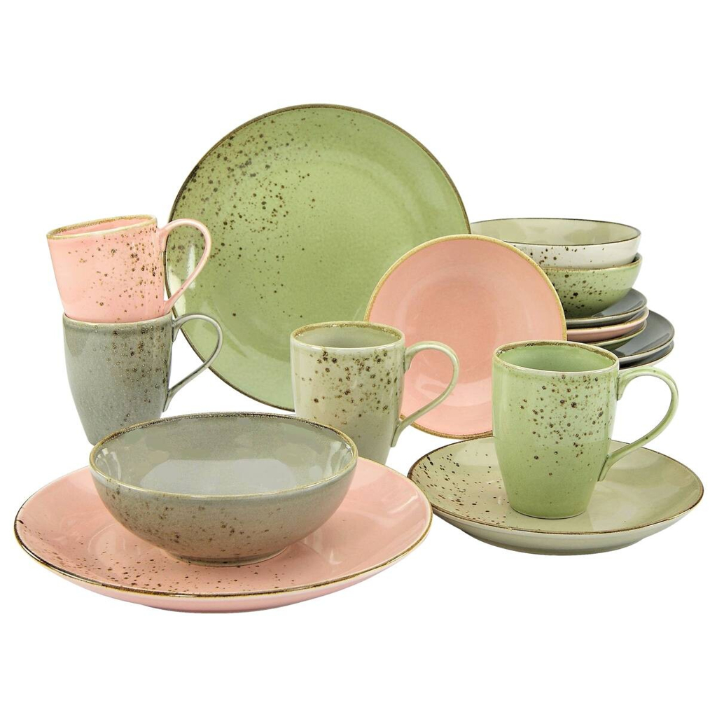 CreaTable Kombiservice Nature Collection VINTAGE GARDEN multicolor Steinzeug 16 tlg.