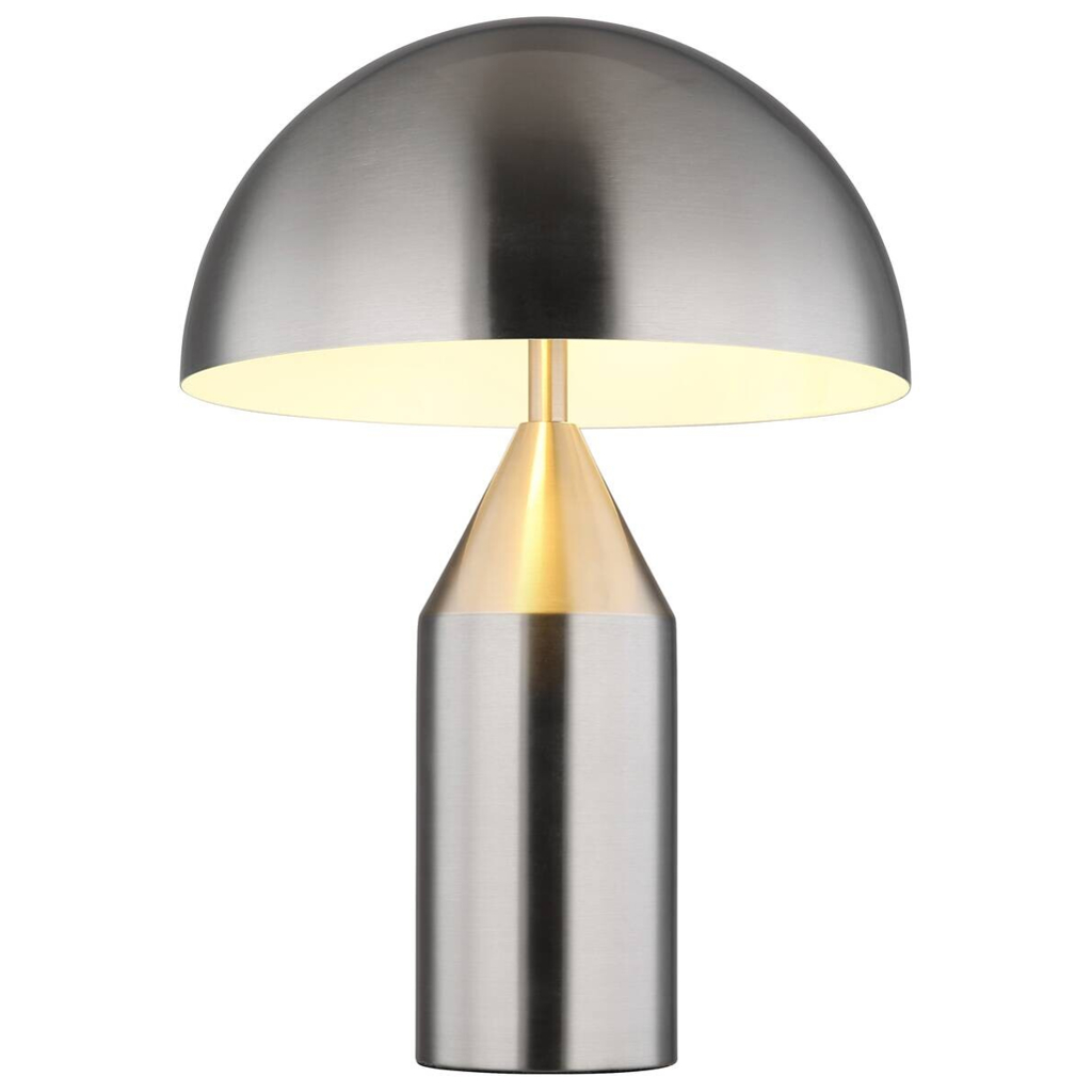 GLOBO Tischleuchte Atoma nickel weiß Metall H: ca. 39 cm E27 2 Brennstellen