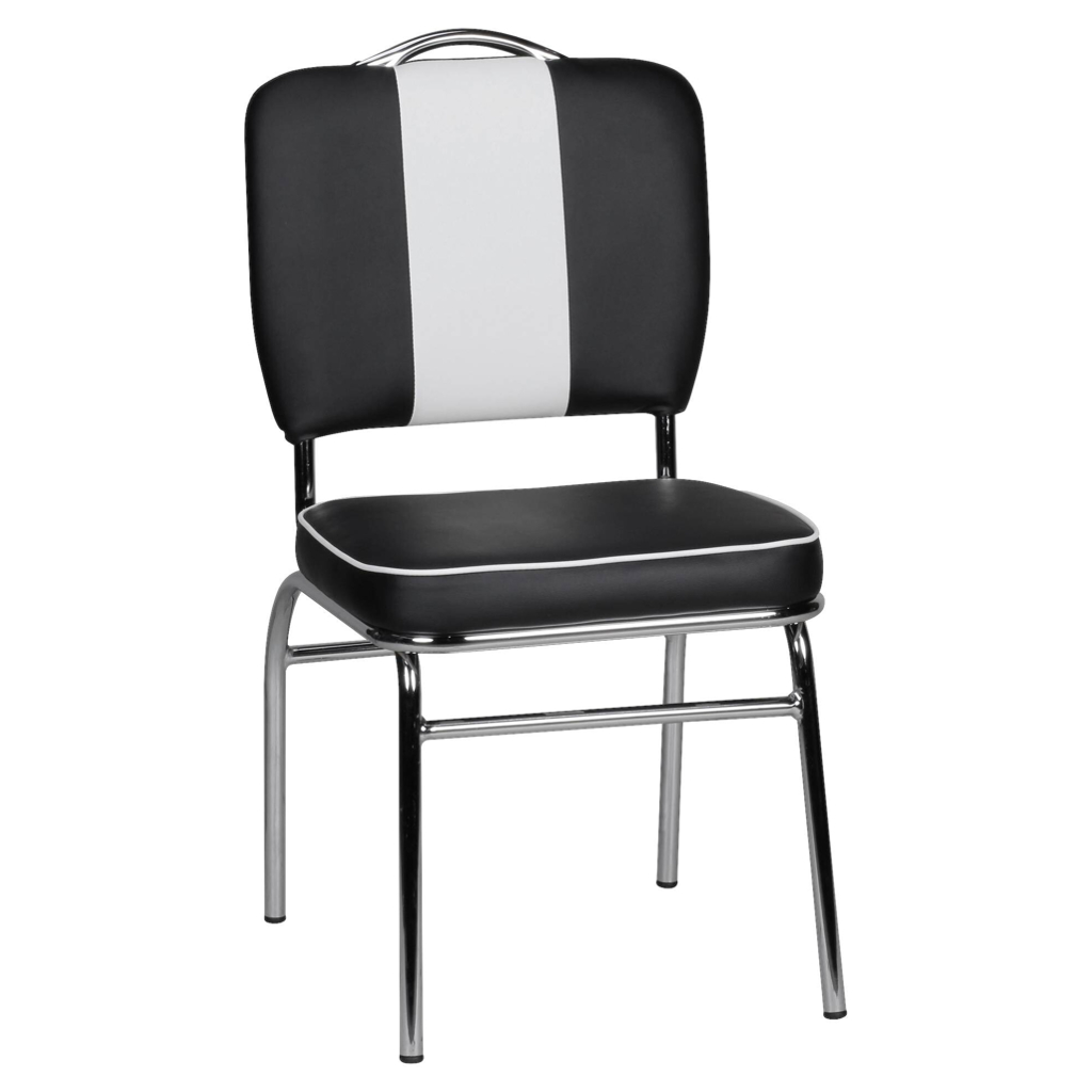 Stuhl schwarz weiß Chrom Kunstleder Metall Kunstleder B/H/T: ca. 45x90x47 cm