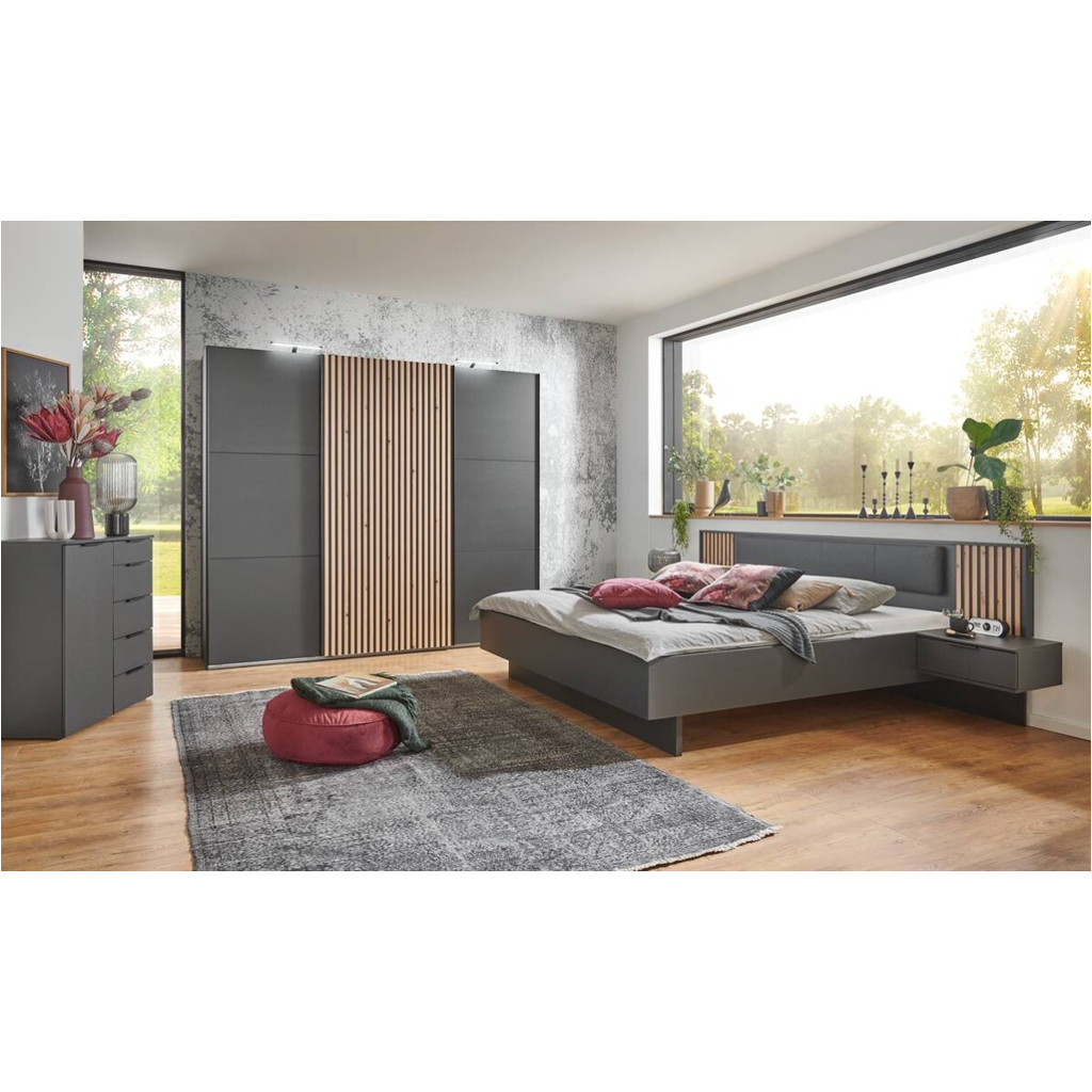 Schwebetürenschrank Ancona Graphit Artisan Nachbildung B/H/T: ca. 250x216x65 cm