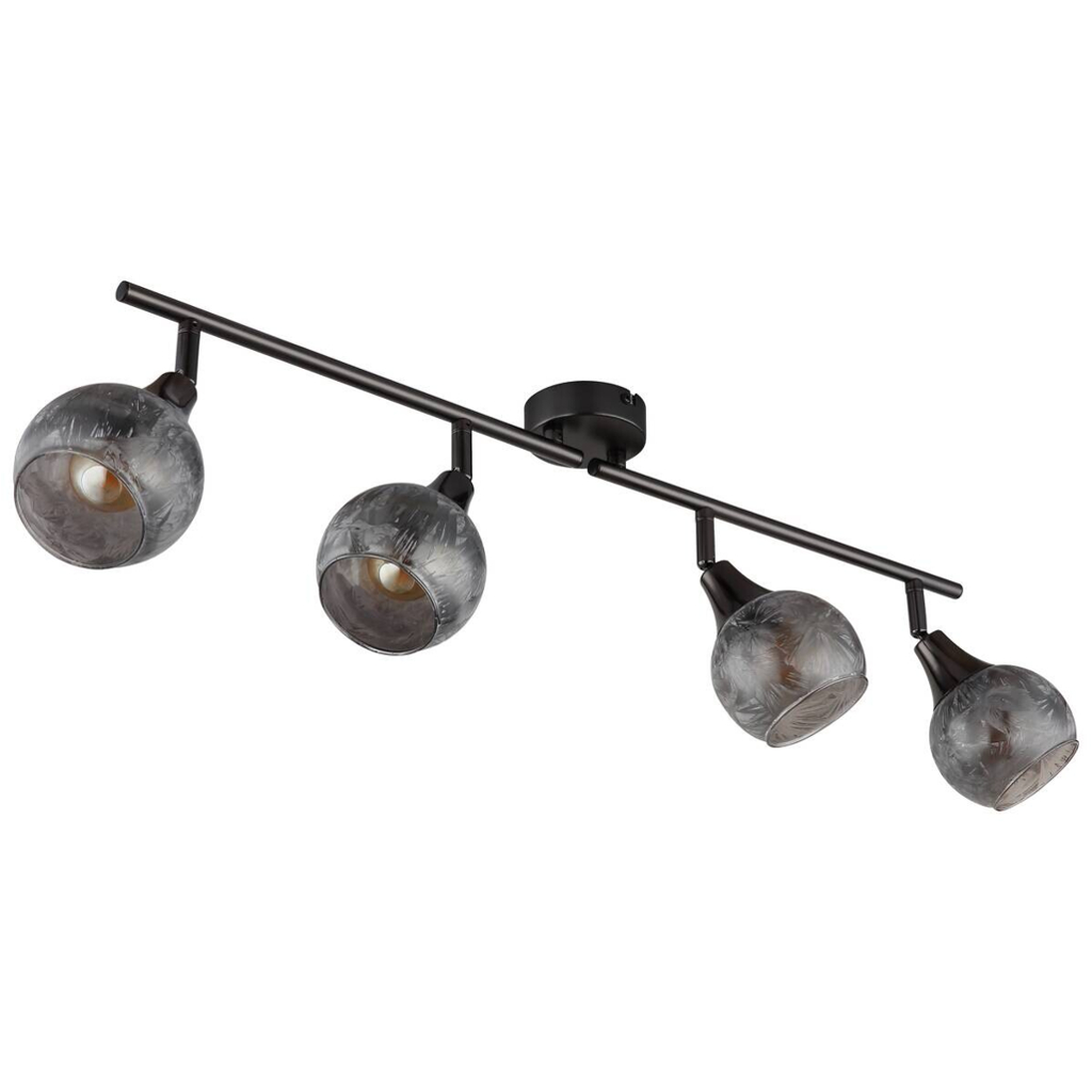 GLOBO Strahler schwarz Chrom Metall Glas B/H/L: ca. 11x37x21 cm E14 4 Brennstellen