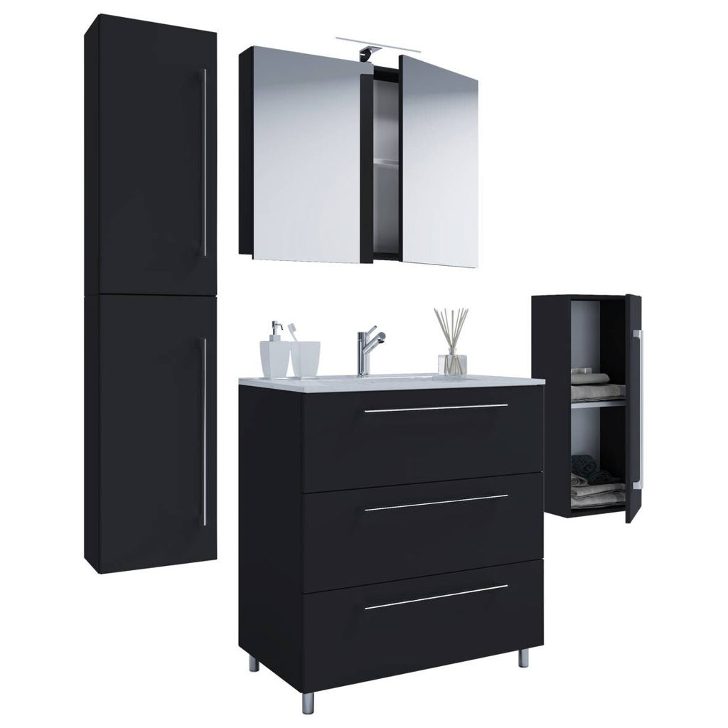 Waschplatz 5tlg-Schubo schwarz B/H/T: ca. 60x86x46 cm