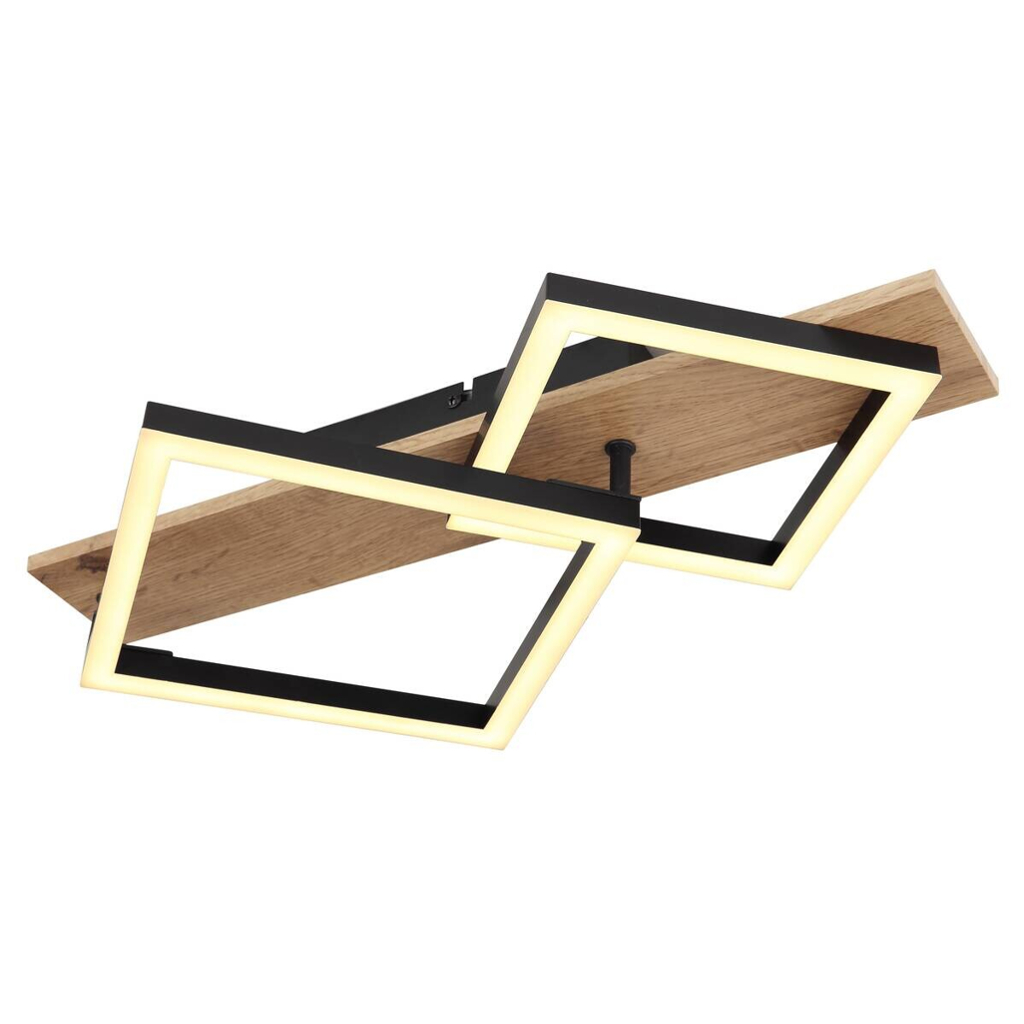 GLOBO LED-Deckenleuchte dunkelbraun schwarz Kunststoff Metall MDF B/H/T: ca. 31x8,5x47,5 cm