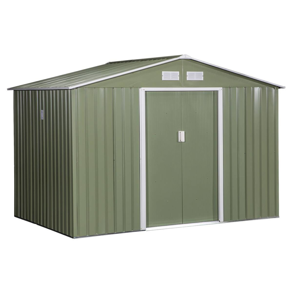 Outsunny Gartenschuppen grau Metall B/H/L: ca. 191x192x277 cm
