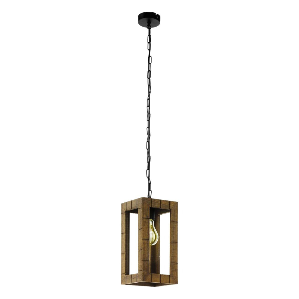 Eglo Pendelleuchte Takhira braun schwarz Metall Holz B/H/L: ca. 17x110x17 cm E27 1 Brennstellen