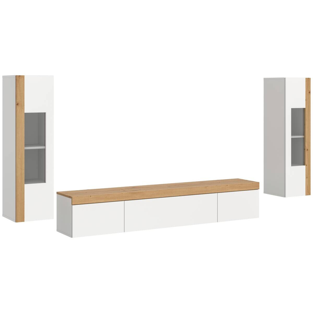 Wohnwand RUDA Artisan Oak Nachbildung weiß B/H/T: ca. 270x34x33 cm