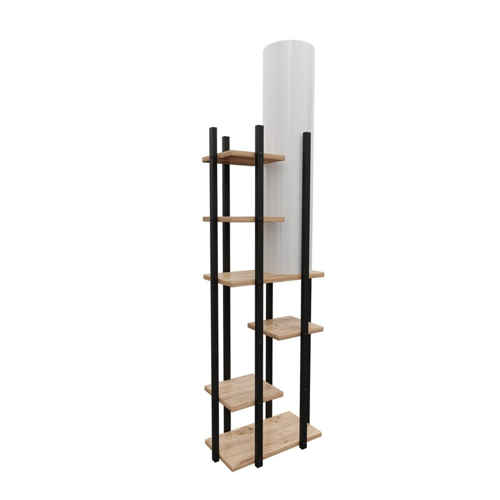 Opviq Stehlampe weiß schwarz MDF Spanplatte B/H/T/L: ca. 25x150x25x45 cm E27 1 Brennstellen
