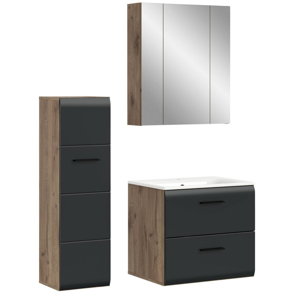 Badezimmer-Set Ice Nox Oak Nachbildung schwarz matt B/H/T: ca. 105x185x46 cm