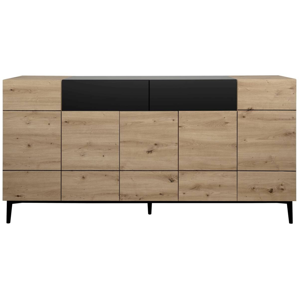 Sideboard Nola Eiche Artisan Nachbildung schwarz B/H/T: ca. 180x90x42 cm