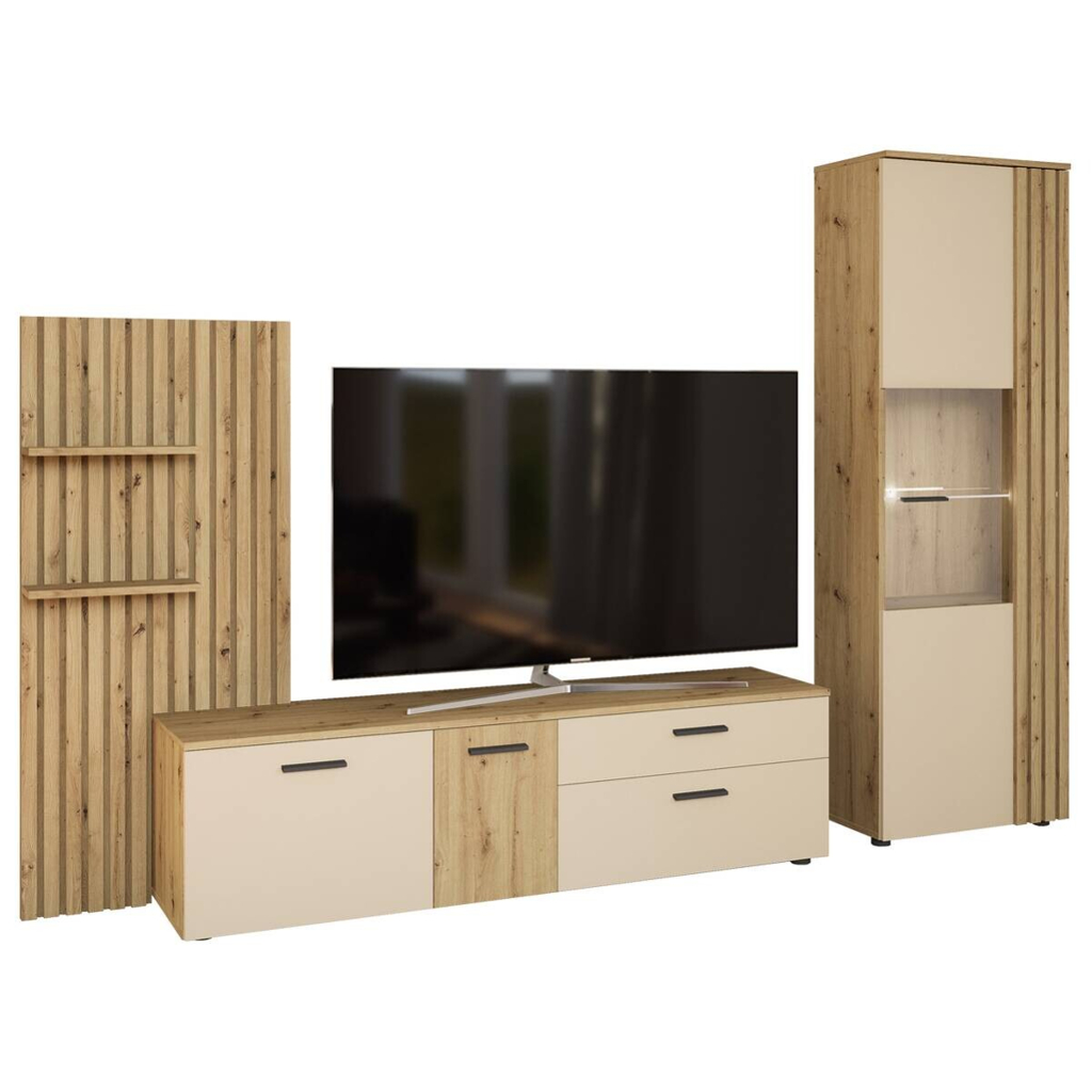 Wohnwand Gatwick Eiche Artisan Nachbildung creme B/H/T: ca. 250x180x38 cm