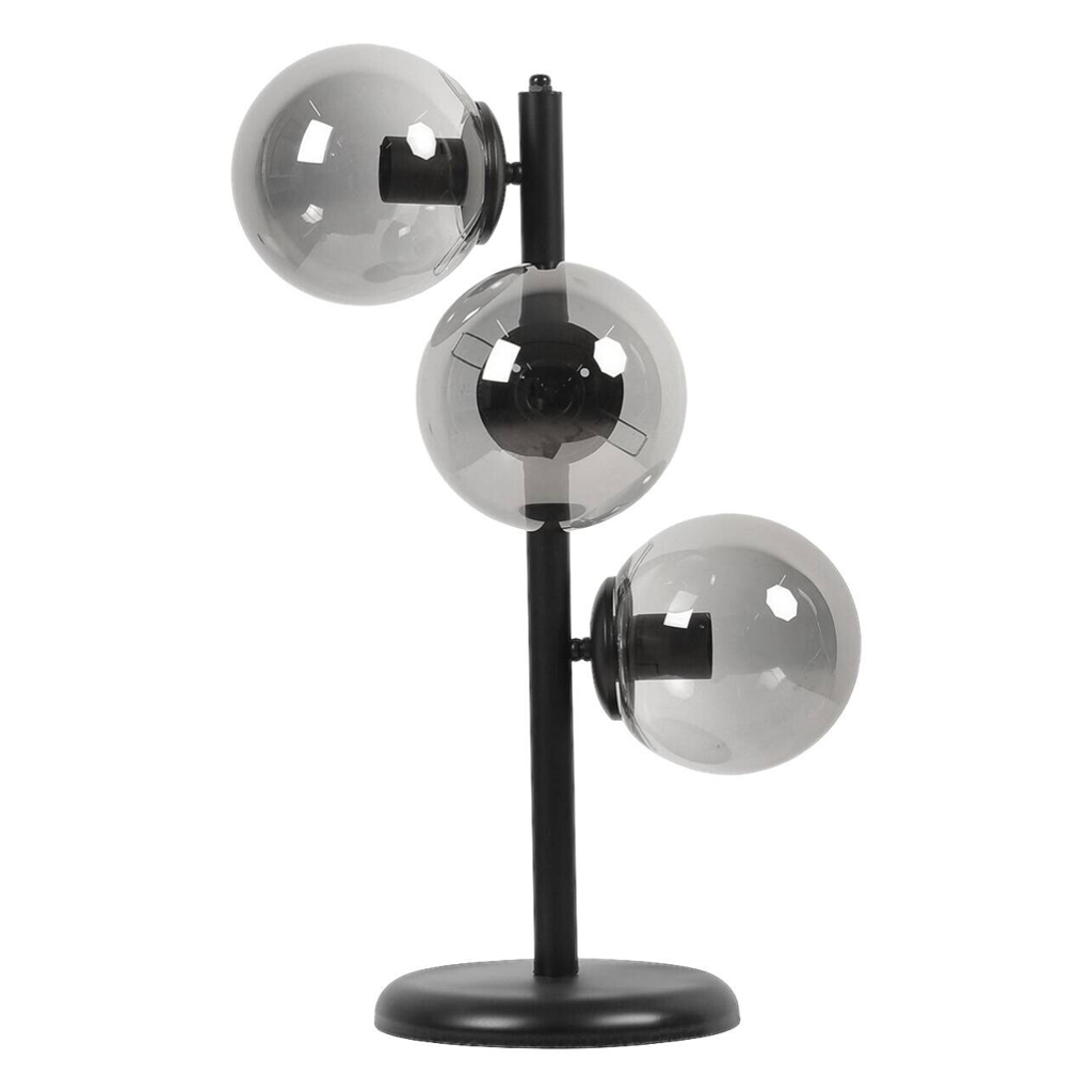 Opviq Tischleuchte schwarz Metall Glas B/H/L: ca. 20x55x20 cm E27 3 Brennstellen