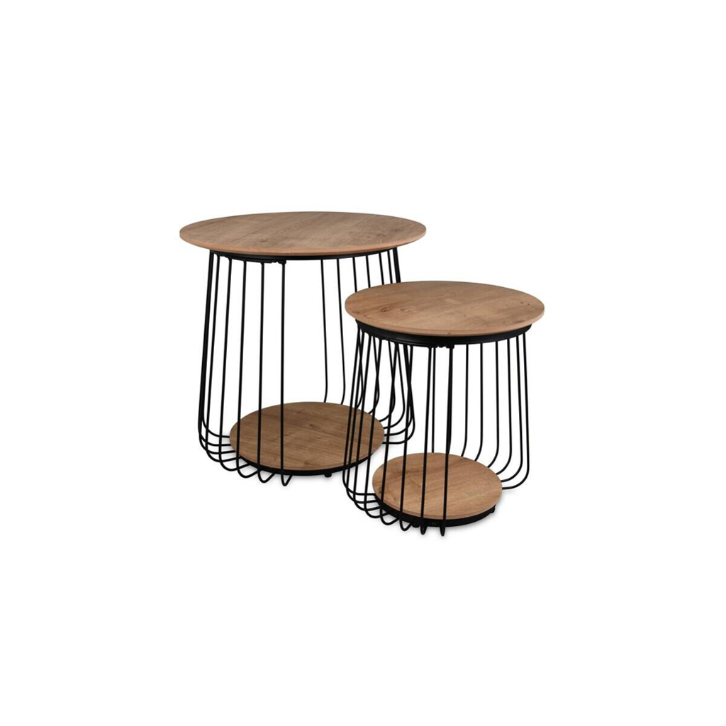 Couchtisch Arkali, 2er-Set Eiche Artisan Nachbildung H/D: ca. 50x50 cm