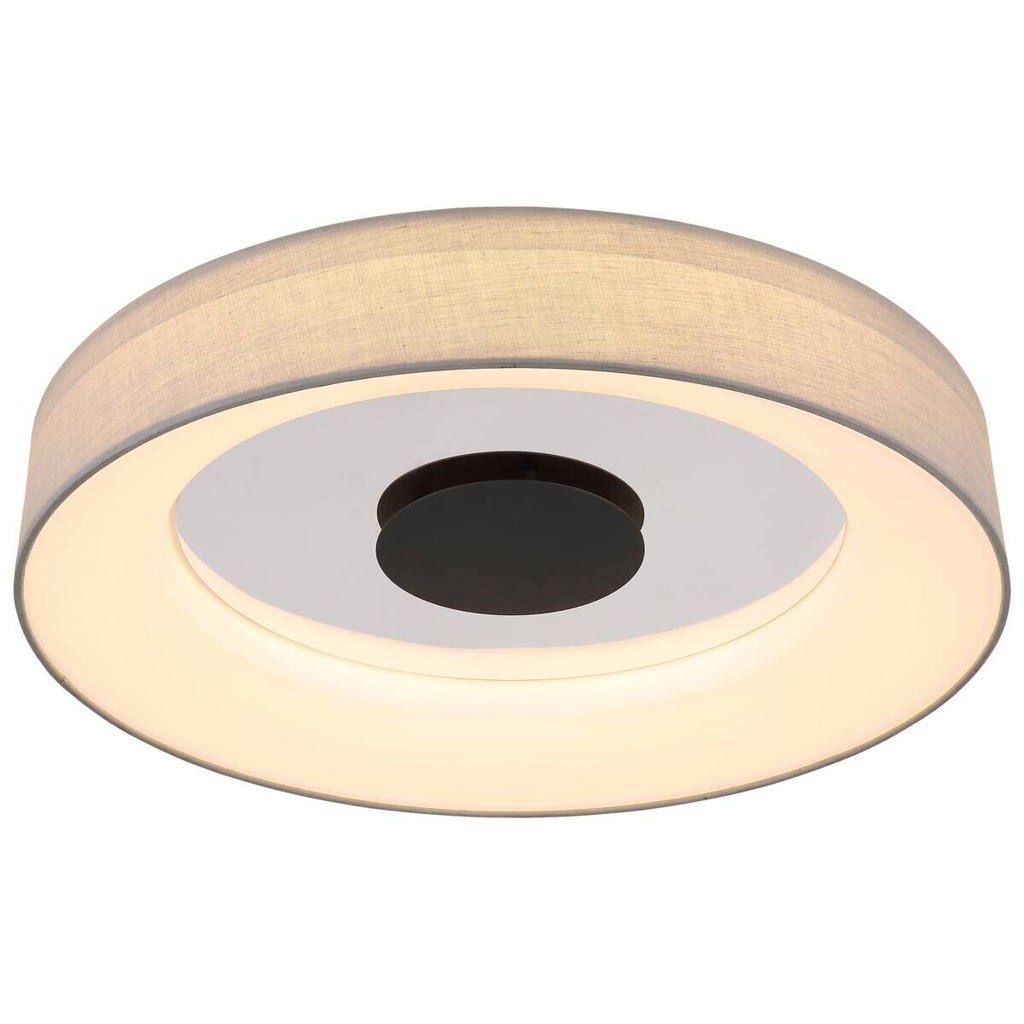 GLOBO LED-Deckenleuchte 48372-30 mattschwarz weiß grau Metall Textil H/D: ca. 9,8x46,8 cm