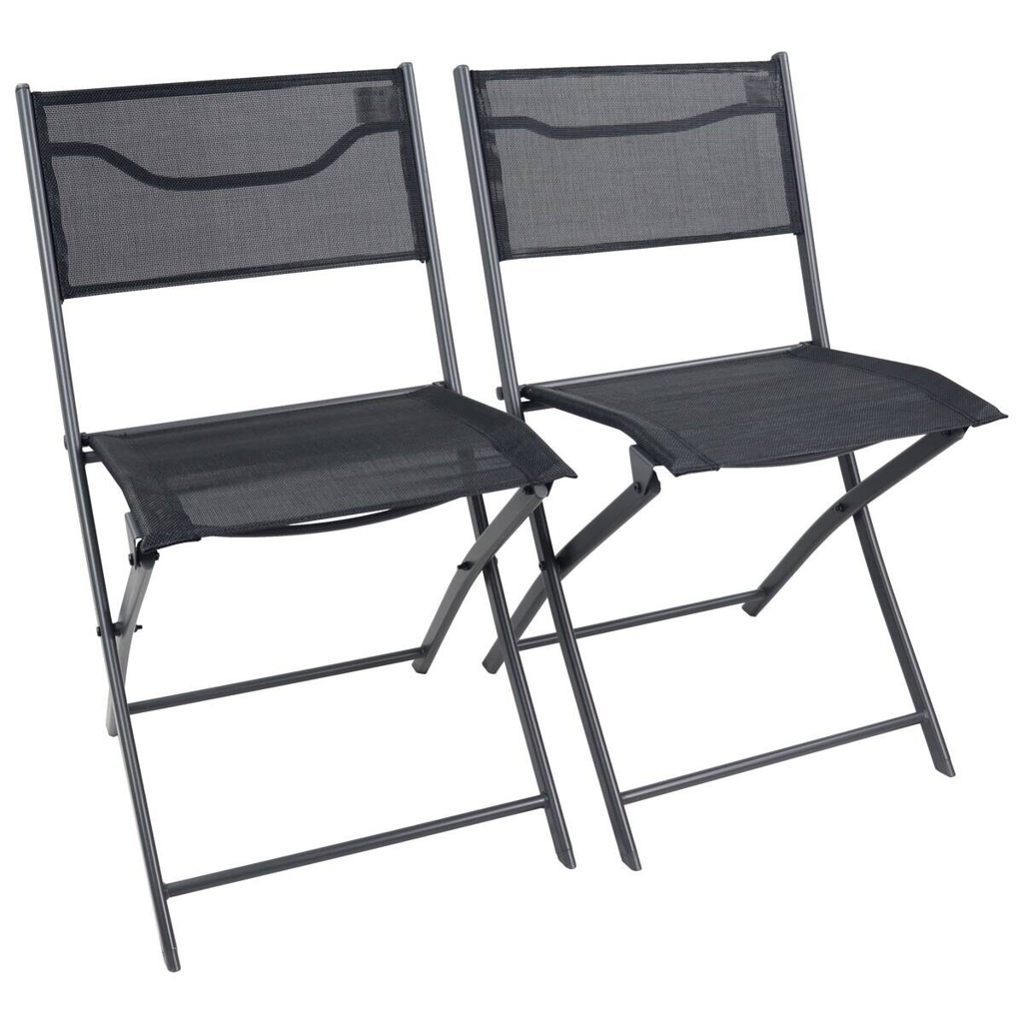 VCM Gartenstuhl 2er Set Sumila schwarz Textilene B/H/L: ca. 45x79x46 cm