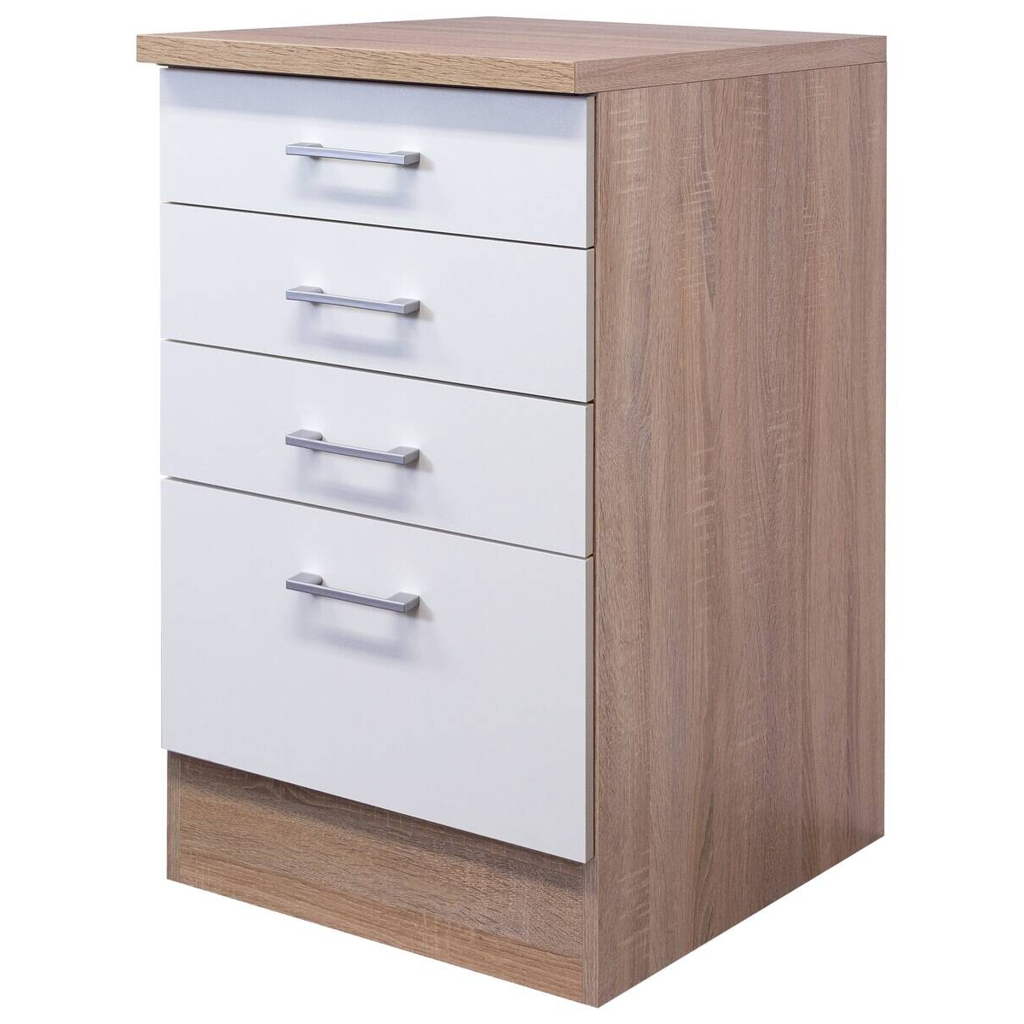 Schubkastenschrank Samoa weiß Eiche Nachbildung B/H/T: ca. 50x85x60 cm