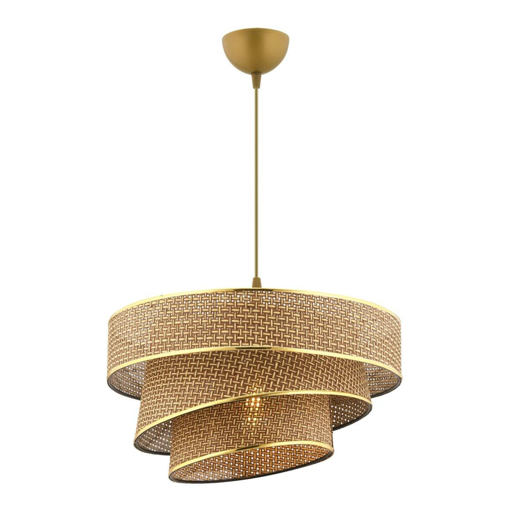 Opviq Pendelleuchte Couper beige gold Metall Baumwolle B/H/L: ca. 40x72x40 cm E27 1 Brennstellen