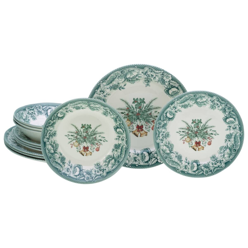 CreaTable Tafelservice Weihnachten bunt Steingut 12 tlg.