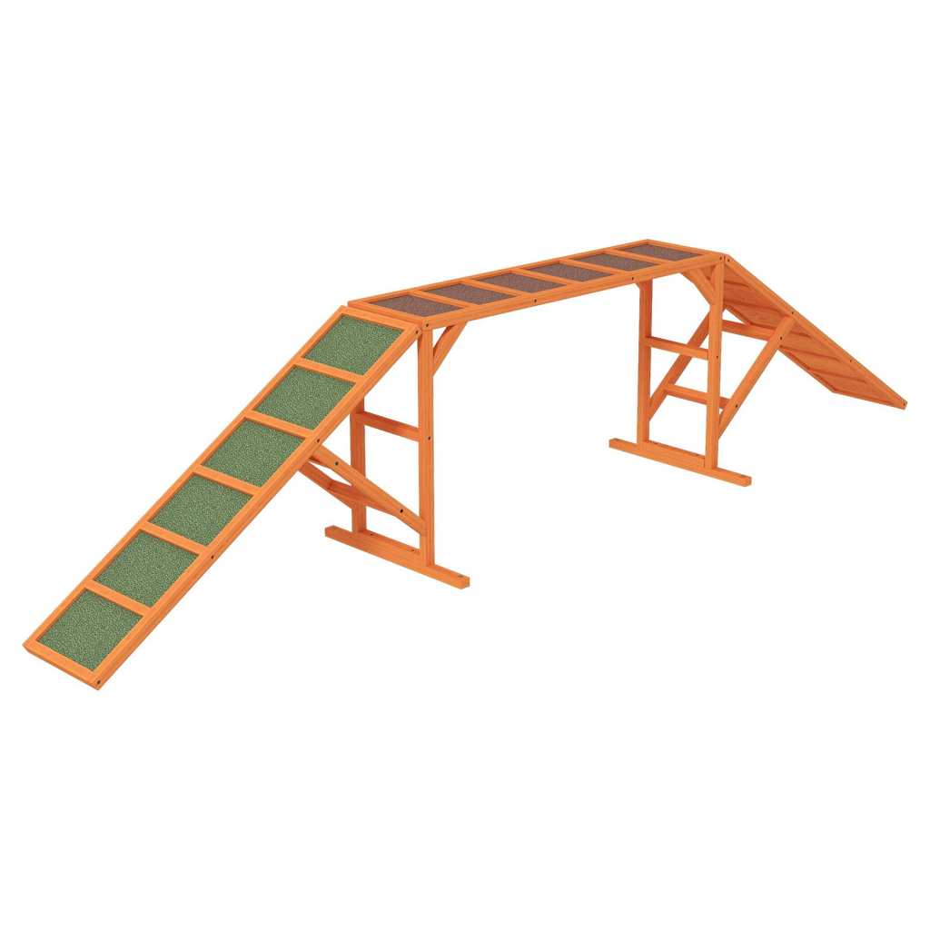 PawHut Hunde Agility Steg orange Holz B/H/L: ca. 55x60x335 cm