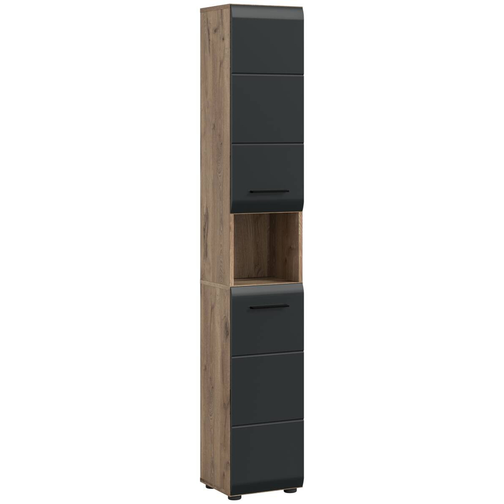 Hochschrank Ice Nox Oak Nachbildung schwarz matt B/H/T: ca. 30x185x30 cm