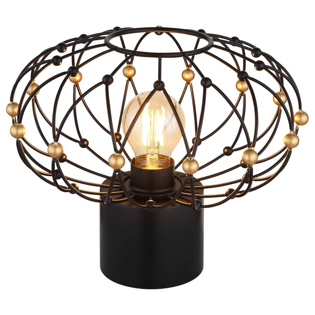 GLOBO Tischleuchte mattschwarz Metall H/D: ca. 25x28 cm E27 1 Brennstellen