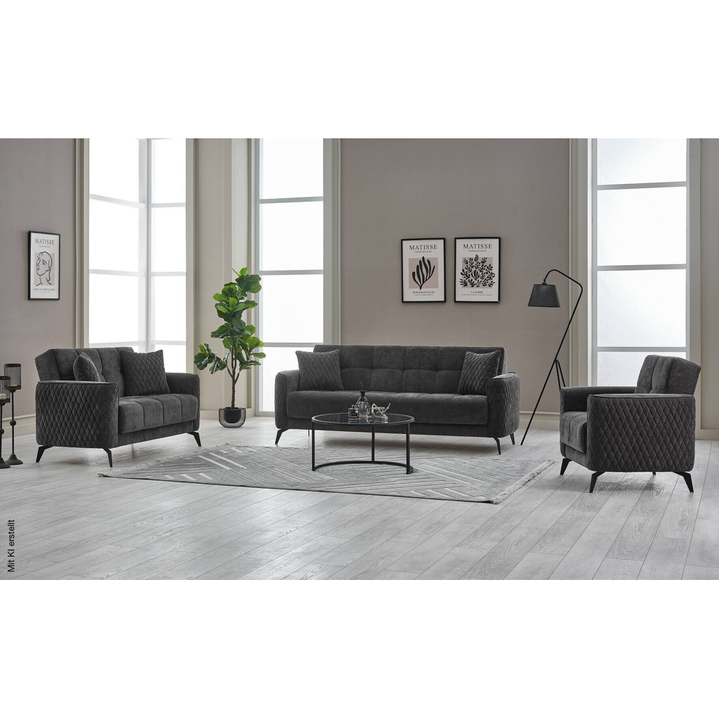 Sofa 3-2-1 Lendor grau Webstoff