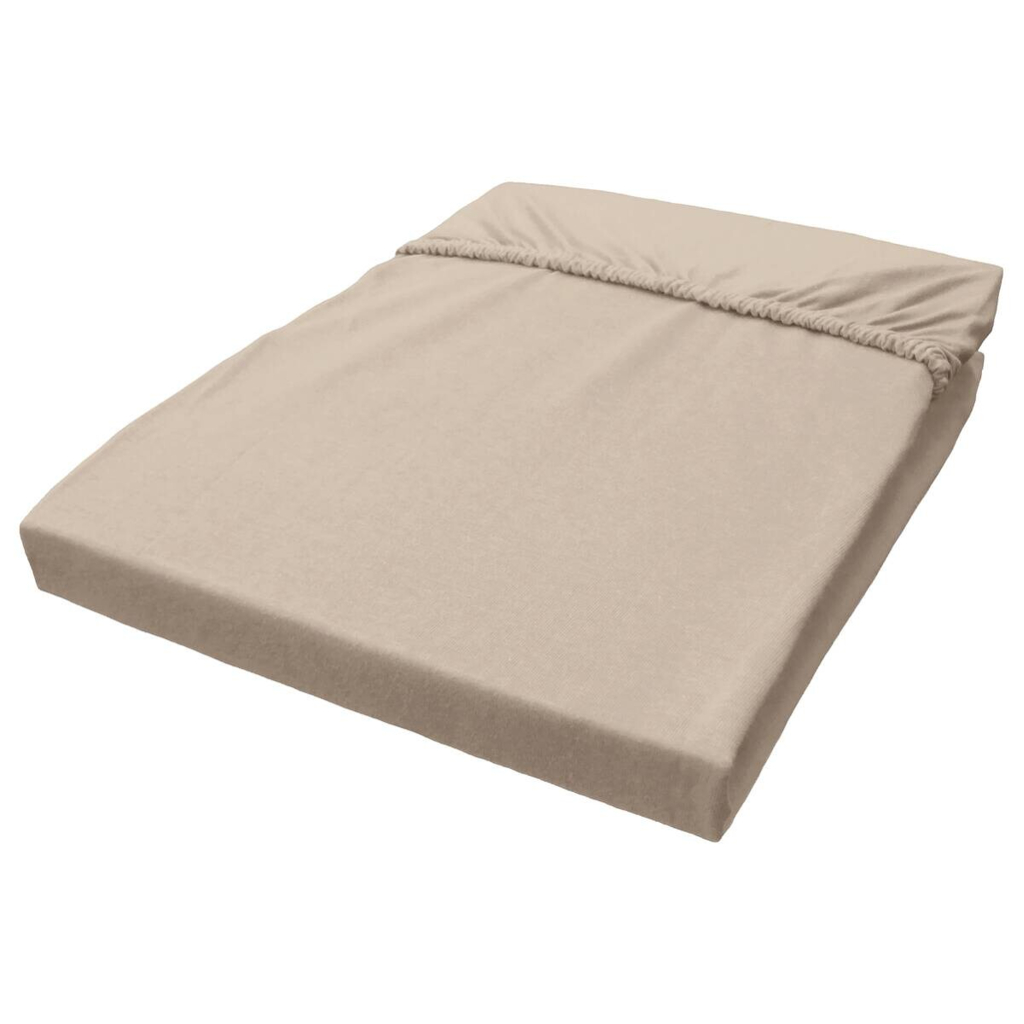 Boxspring Spannbetttuch taupe Baumwolle B/H/L: ca. 180x40x200 cm