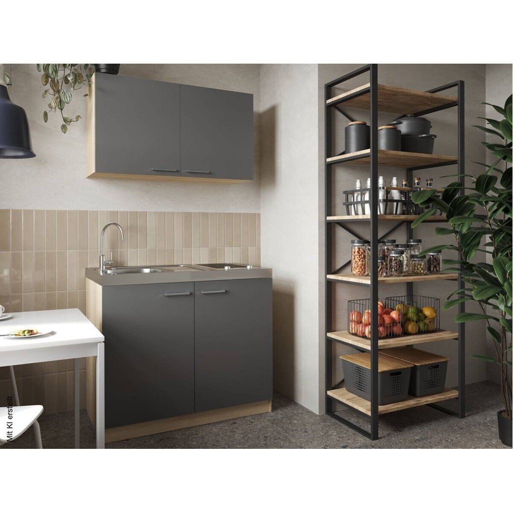 Anbauküchen-Set Merle grau B/H/T: ca. 100x200x60 cm