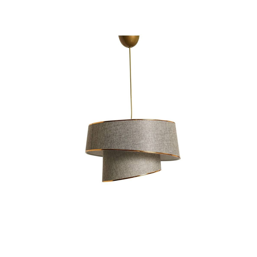 Opviq Pendelleuchte Barette gold beige Stoff Metall B/H/L: ca. 32x70x32 cm E27 1 Brennstellen