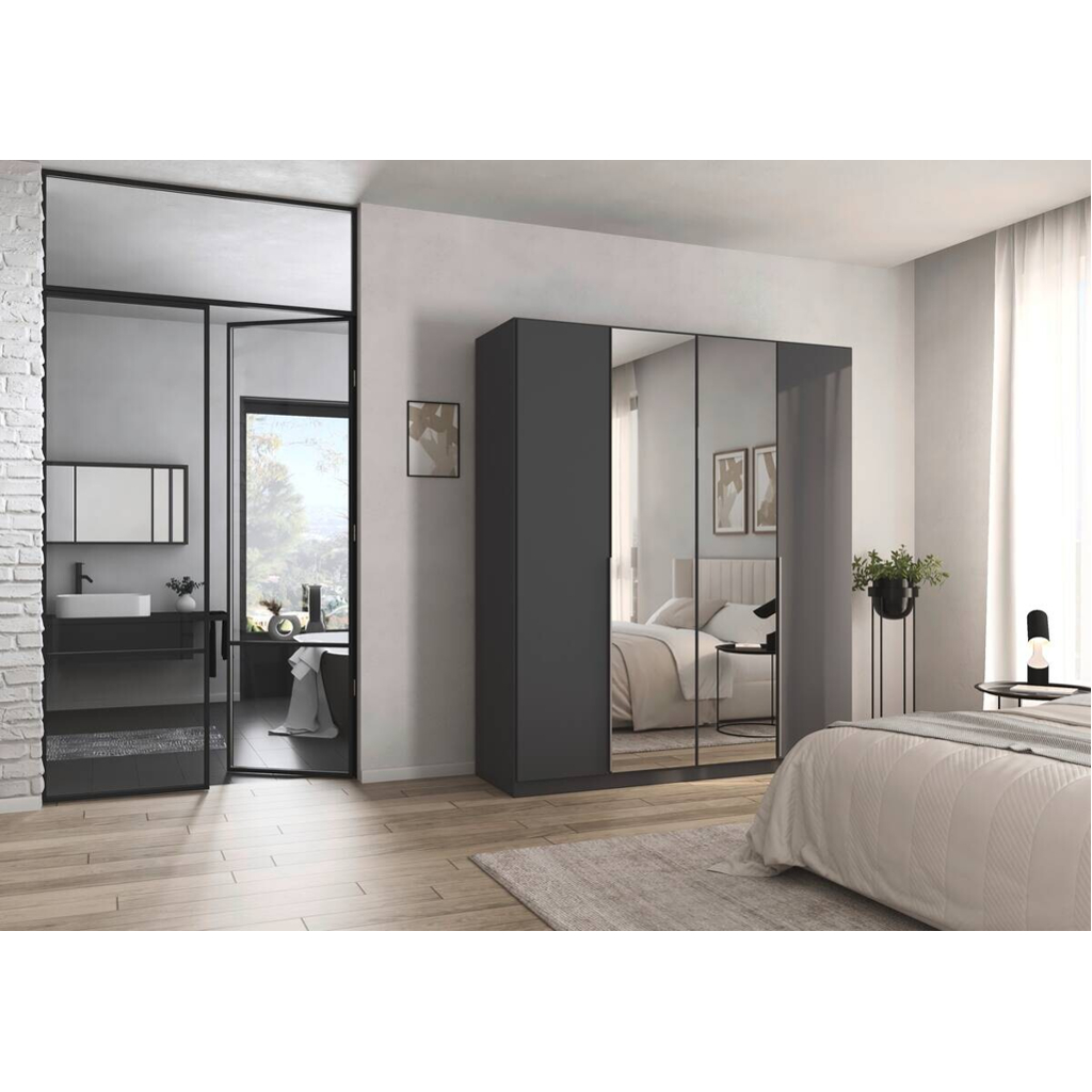 Kleiderschrank Alabama grau B/H/T: ca. 181x210x54 cm
