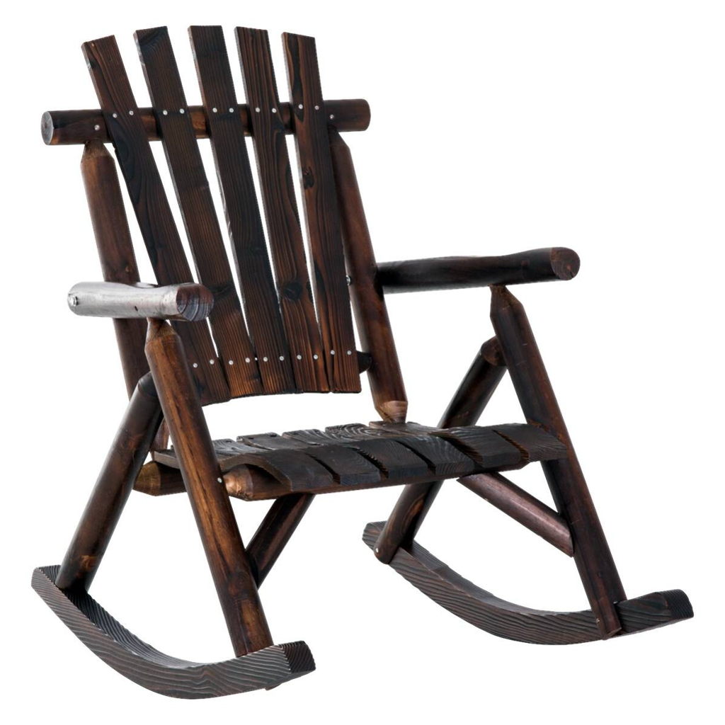 Outsunny Schaukelstuhl dunkelbraun Holz B/H/T: ca. 67x100x65 cm