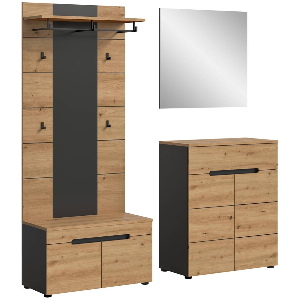 Garderobe Canu basaltgrau Nachbildung Artisan Nachbildung B/H/T: ca. 175x190x37 cm