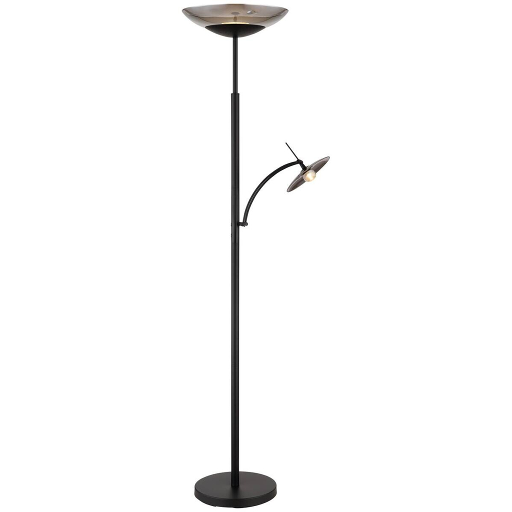 GLOBO LED-Deckenfluter Sophia schwarz Metall Glas H: ca. 180 cm