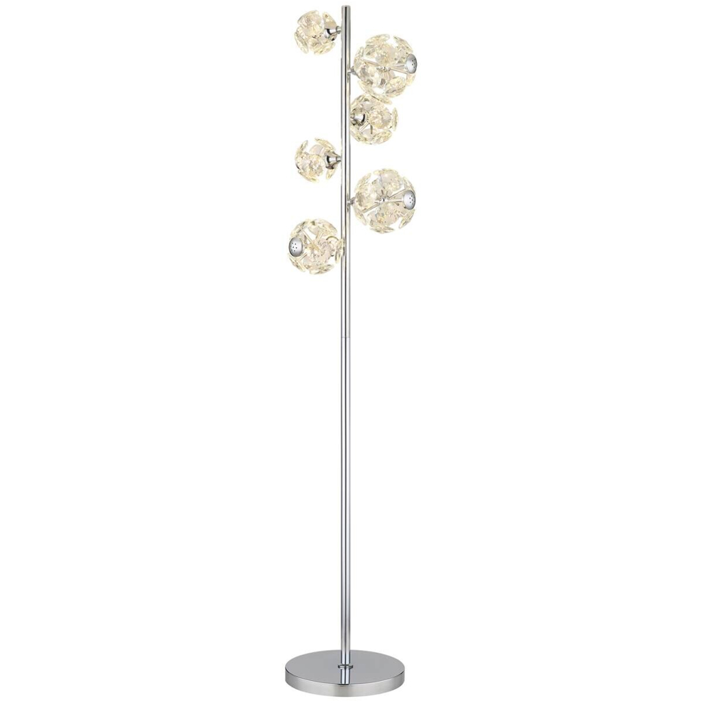 GLOBO Stehlampe Chrom klar Metall B/H/T/L: ca. 28x155x38x38 cm 1 Brennstellen