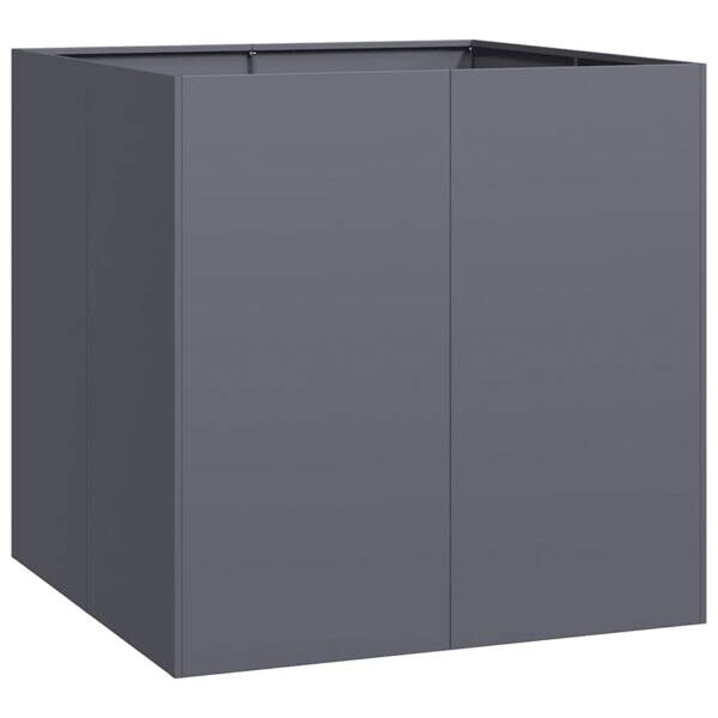vidaXL Pflanzkübel anthrazit Stahl B/H/L: ca. 80x80x80 cm