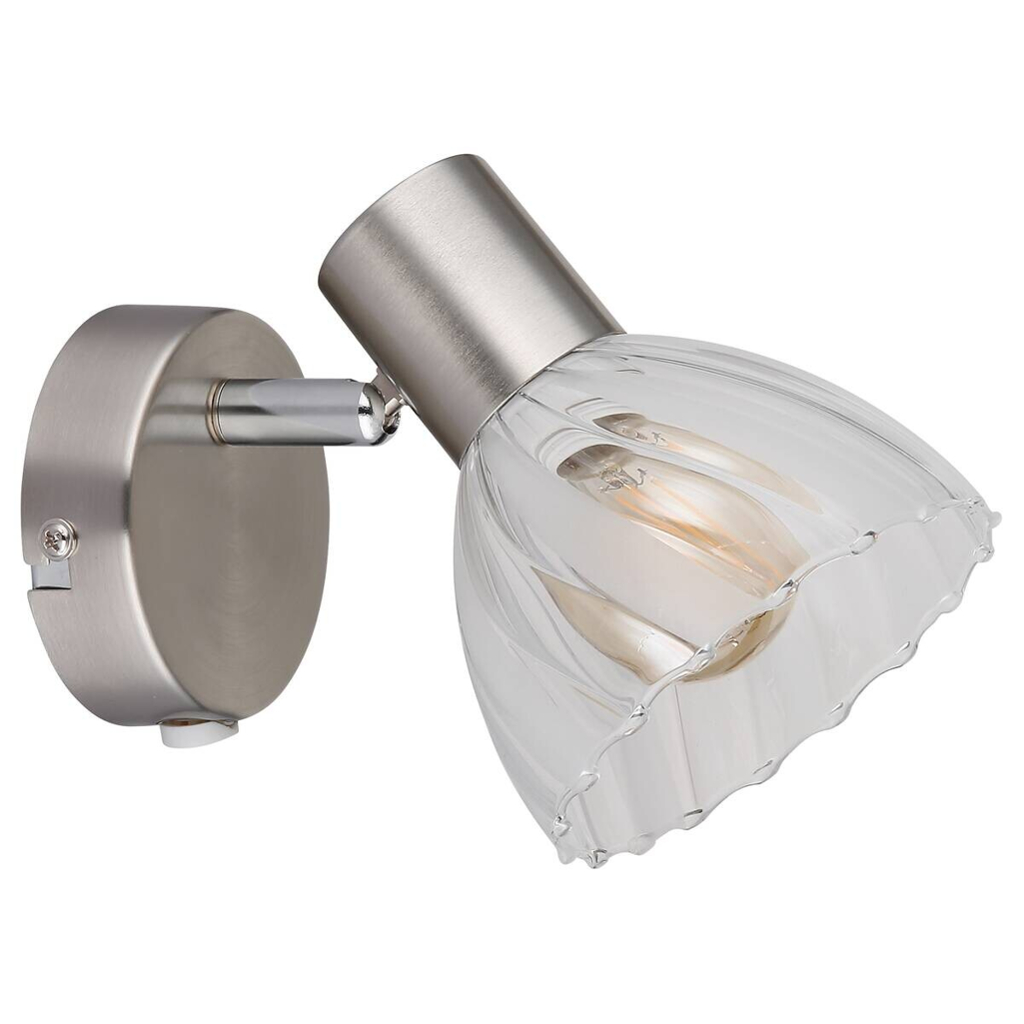 GLOBO Strahler nickel matt Satiniert klar Glas Metall H: ca. 12,5 cm E14 1 Brennstellen