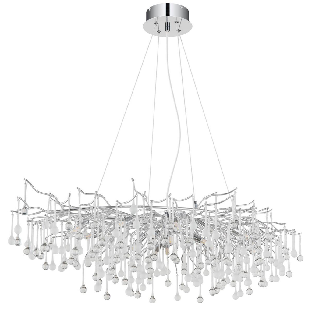 GLOBO Kronleuchter Chrom Aluminium Metall B/H/L: ca. 52x150x120 cm G9 14 Brennstellen