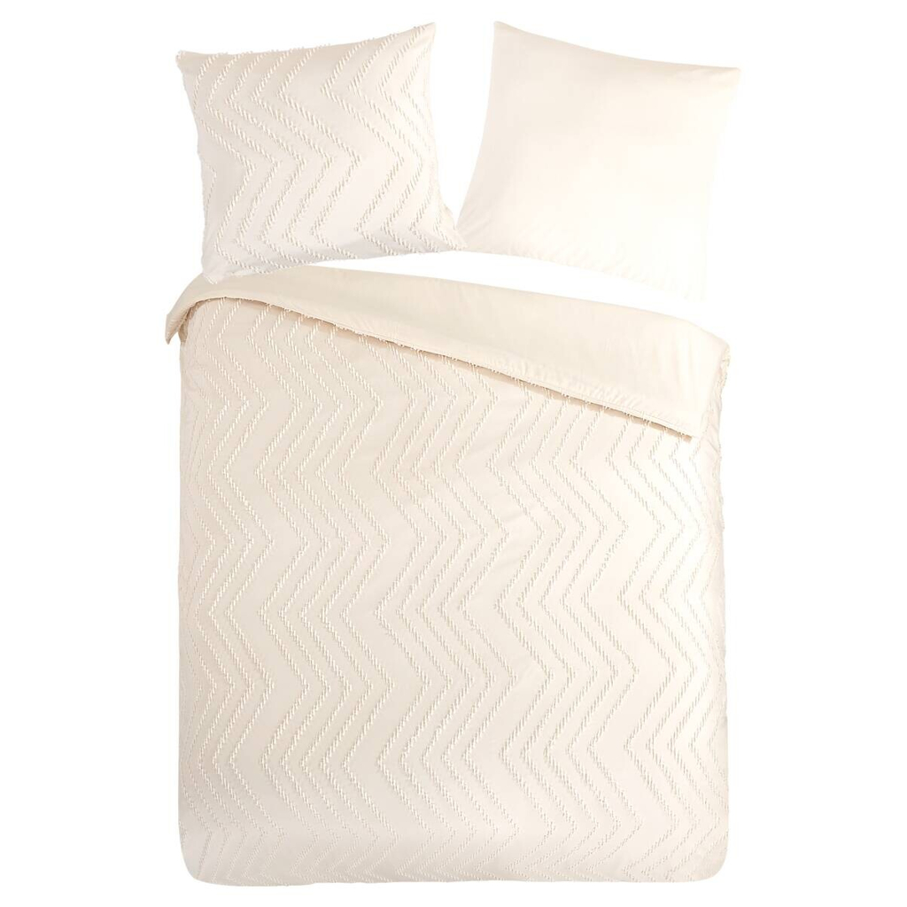 Microfaser Bettwäsche Zigzag offwhite Polyester B/L: ca. 155x220 cm
