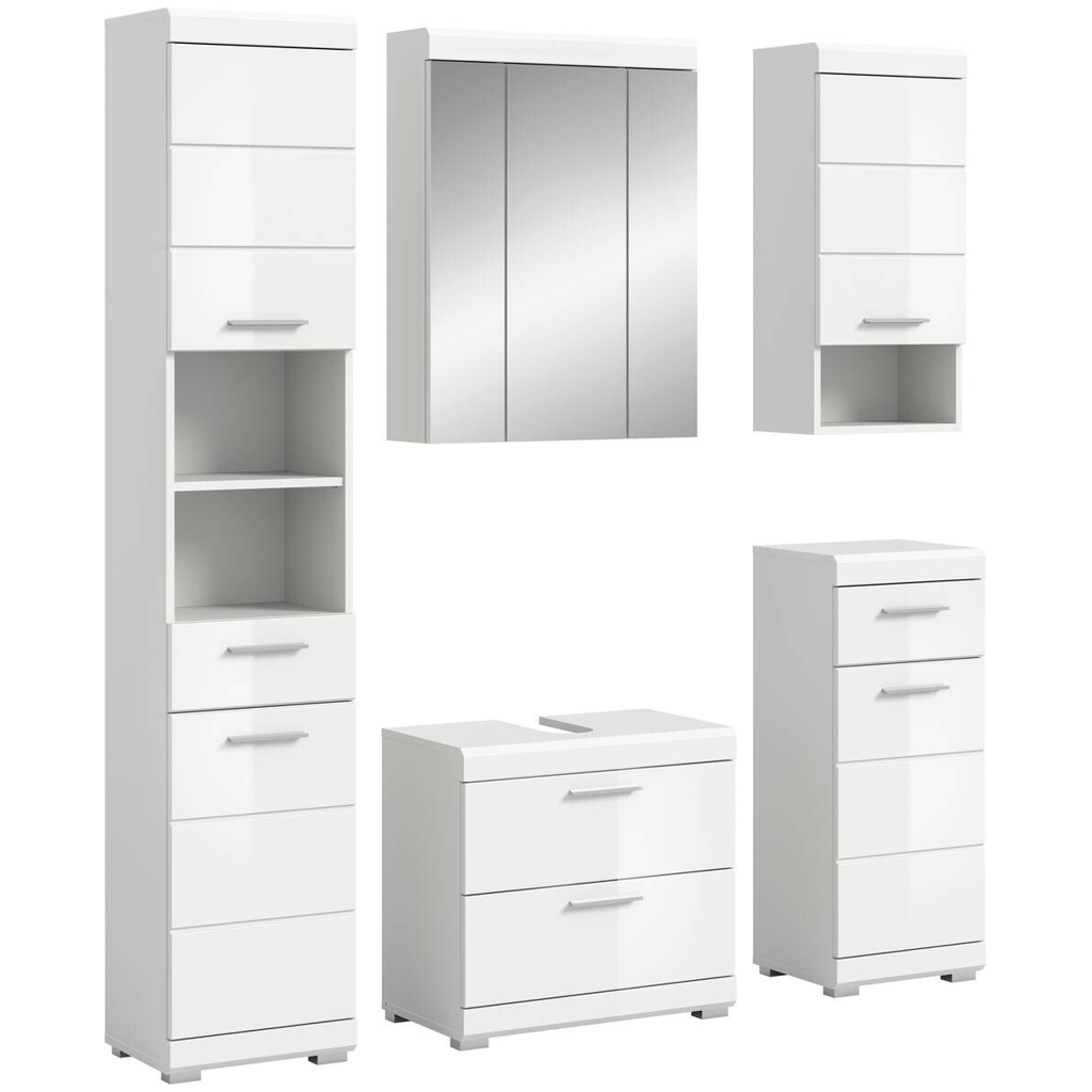 Badezimmer-Set Scout weiß weiß Hochglanz B/H/T: ca. 164x191x37 cm