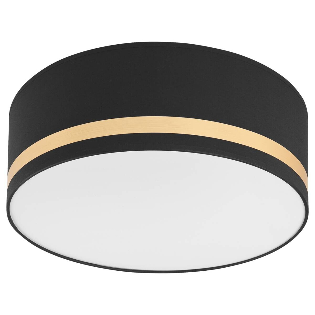 Lamkur Deckenleuchte GLORIA 48222 schwarz gold Kunststoff Textil PVC H/L: ca. 16x35 cm E27 2 Brennstellen