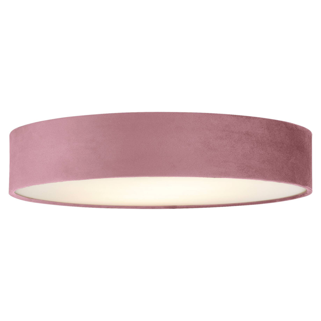 Searchlight Deckenleuchte Drum pink Samt Stahl B/H/L/D: ca. 50x10x50x50 cm E27 3 Brennstellen